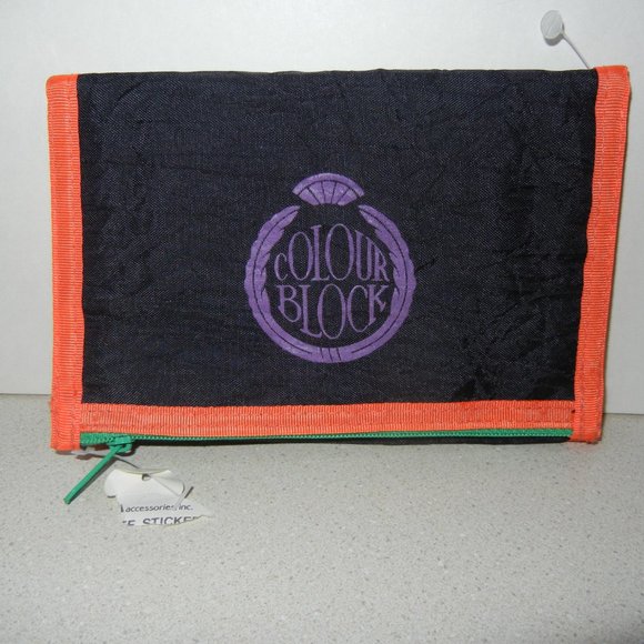 Vintage 1980's NWT Nylon Tri Fold Hook & Loop Wallet Pockets Key Ring CC ID Slot - Picture 2 of 12